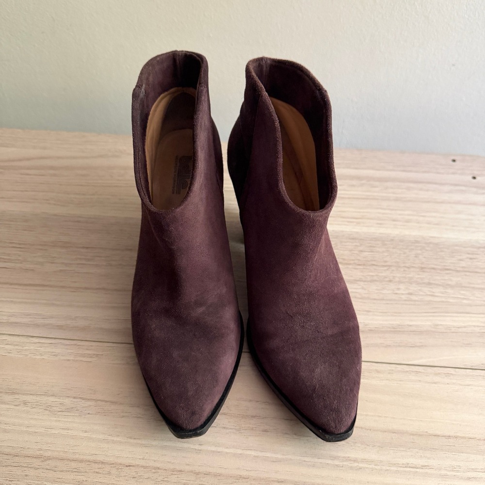 Belle Sigerson Morrison Suede Pointed Toe Ankle Boots Plum‎ Brown 6.5 Fair